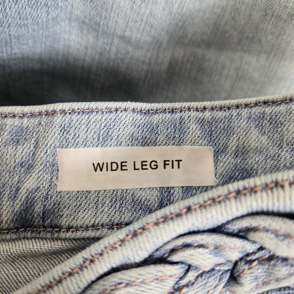 Judy Blue Wide Leg Jeans, Raw Hem Braided Waistline Light Wash, 16W, JB88332 - Picture 5 of 15